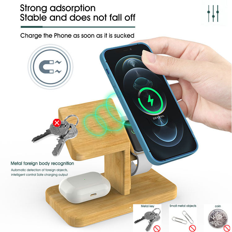 Bamboo 3-in-1 Wireless Charger Stand